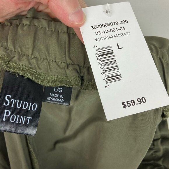 NWT Rickis Tie Waist Tapered Pant Green Size Large New With Tags Utility Trouser - Picture 7 of 16